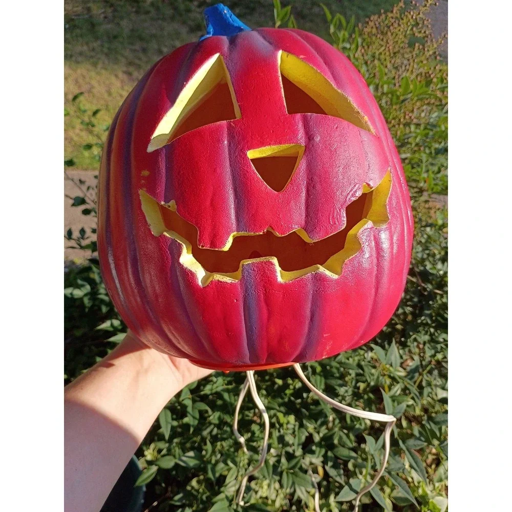 VTG Rare 1995 Trendmasters Red-pink Jack O Lantern Pumpkin Light Foam Blow Mold